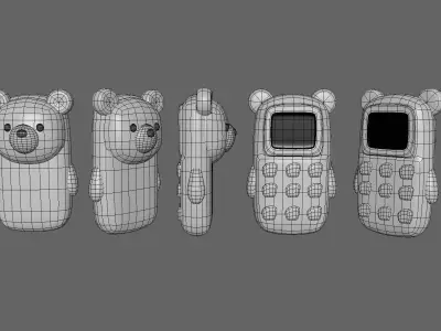 Cute Bear Phone Toy 3D Model - Stylized Cartoon Mobile Phone Low-poly 3D model