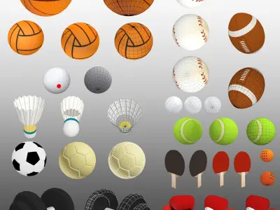 Collections Ball-Sport Low-poly 3D model