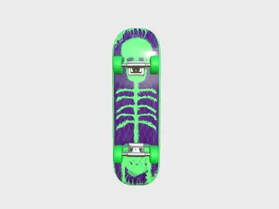 Cartoon Skate 07 Green - Character Sport Equipment Low-poly 3D model