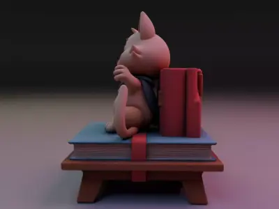 cat book decoration 3D print model