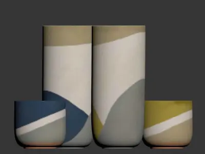 Modern abstract design vases 3D model