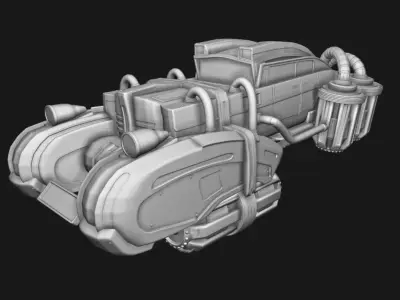 Futuristic car in retro style 3D print model 3D print model