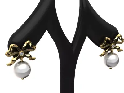 knot pearl earring 3D print model