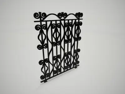Ornate Wrought Iron Fence Design 8 3D model