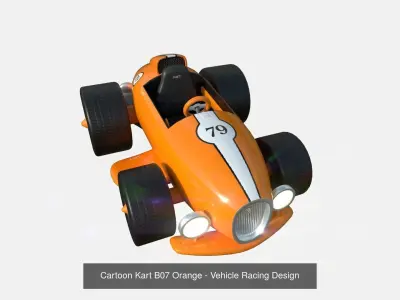 10 Cartoon Karts Orange Collection - Vehicle Racing Design 3D Model Pack