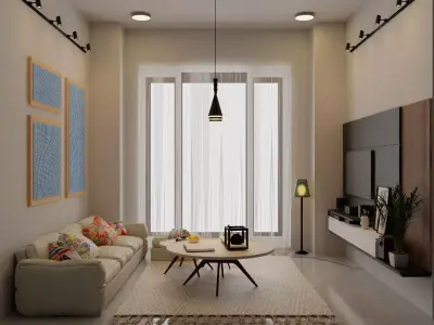 INTERIOR DESIGN  I  LIVING ROOM   Low-poly 3D model