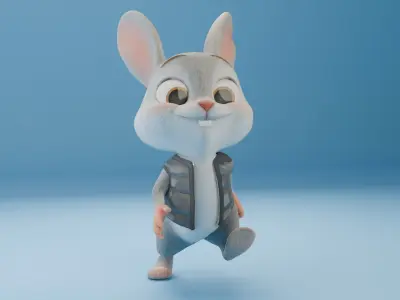 Toon Rabbit Low-poly 3D model
