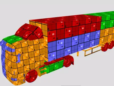 Trailer Truck TNT livery Low-poly 3D model