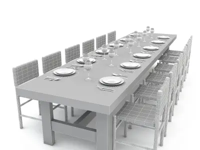 3D model dining table 008 Low-poly 3D model
