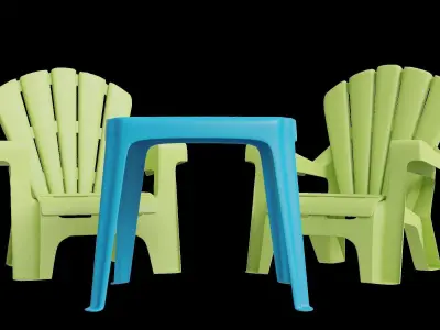 Plastic Table And Chairs For Kids 3D model