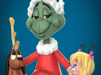 Diorama GRINCH MAX y CINDY LOU 3D print model