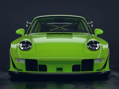 Porsche 993 RWB exposed twin turbo 3D model
