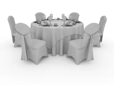 Banquet Table and Chair 64 3D model