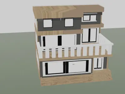 house modern with balconies on top 3D model