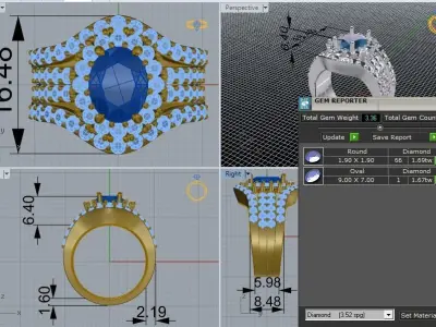 Oval Diamond Ring  533 3D print model