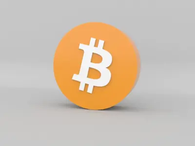 Bitcoin Logo With Text Free low-poly 3D model