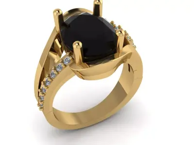 LUXURY GOLD AND BLACK SPINAL RING 3D PRINTABLE MODEL 3D print model
