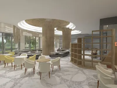 Luxury Hotel Interior Scenes-Dining 3D model 3D model