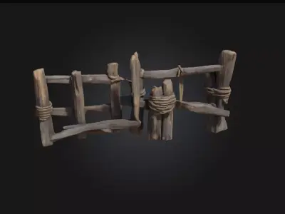 Rustic Wooden Fence  Simple Craftsmanship for Natural  3D model