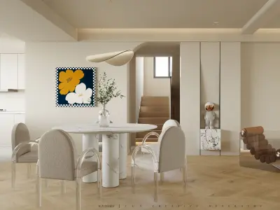 A Luxurious 3D Model of a Contemporary Living Space with CAD 3D model