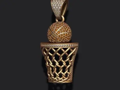 basketball pendant with gems 3D print model