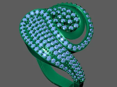 Womens Rings With Stone Ring Ready STL 3DM Models Rings women 3D print model 28