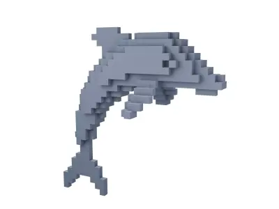 Voxel Dolphin v1 003 Low-poly 3D model