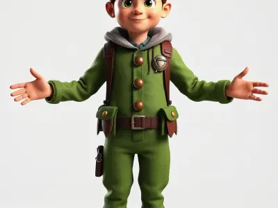 Forest Explorer Kid Rigged and Animated Low-poly 3D model