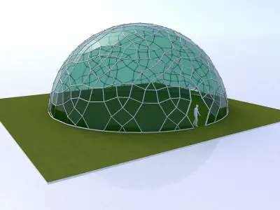 Geodesic Dome like structure with glass panels 3D model