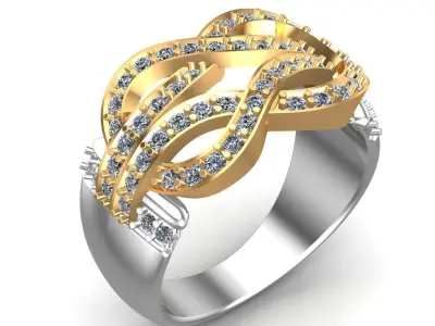 Diamonds Bend Ring 3D print model