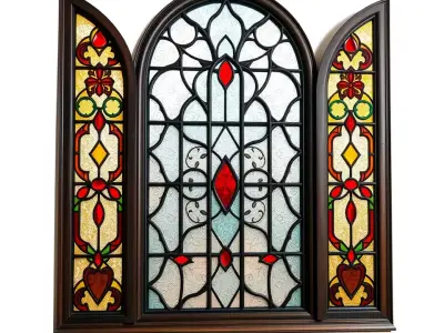 Antique Stained Glass Window model pack Low-poly 3D model