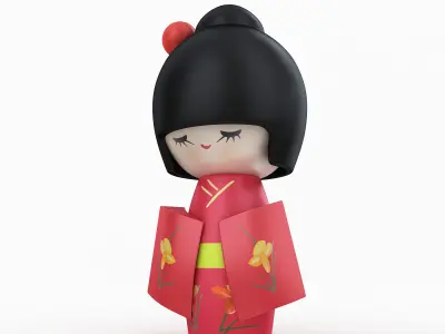 apanese Wooden Doll  3D model