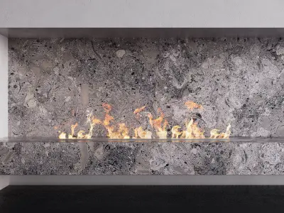 Wall With Biofireplace - Grey color  3D model