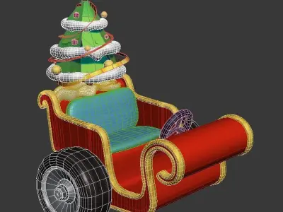 christmas sleigh 3D model Low-poly 3D model