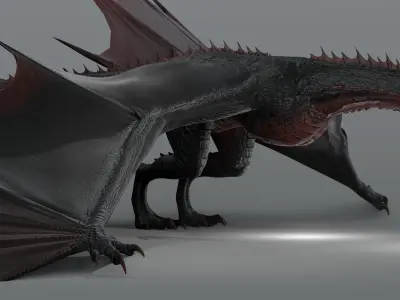 The great red dragon - rigged Low-poly 3D model