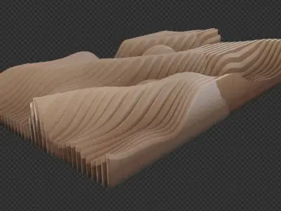 High quality Artistic decoration Wave wall abstract table panel 3D model