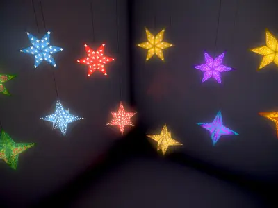 Paper Star Lanterns Low-poly 3D model