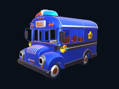Asset - Cartoons - Car - Police - Rig Low-poly 3D model