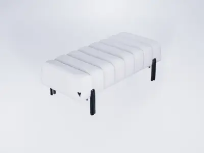 Low Poly Luxury Hallway Bench - Elegant Upholstered Seat 3D model