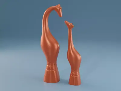  Figurine of a giraffe Mother and son 3D print model