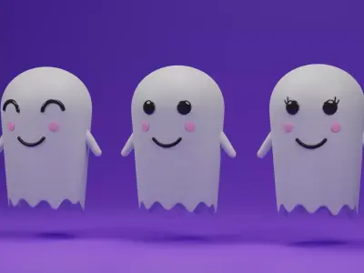 Cartoon Cute Ghost Collection 3D model