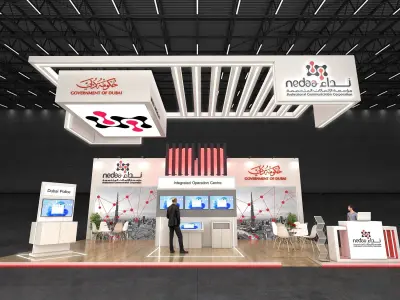 12x10m All side open Exhibition stand 3D model