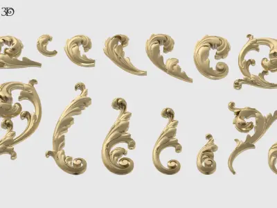 Acanthus Leaf Set 3D print model
