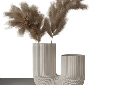 Decorative shelves with vases and books 3D model