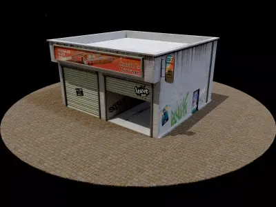 Abandoned Garage Game Low-poly 3D model