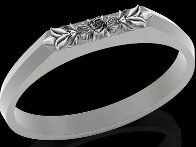 Flower rose lux ring silver gold printable jewelry 3D model 3D print model