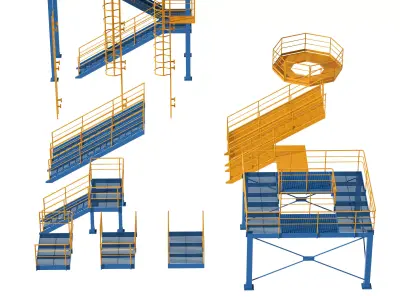 Industrial stair and platforms 3D model