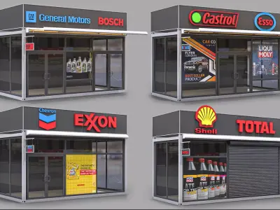 Set of 4 Stalls 3D model