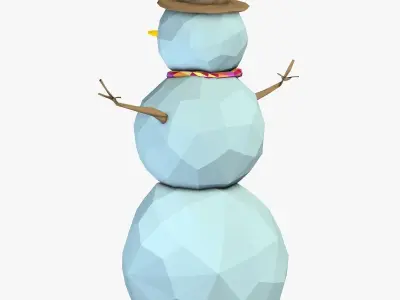 Snowman with a Hat  Low-poly 3D model