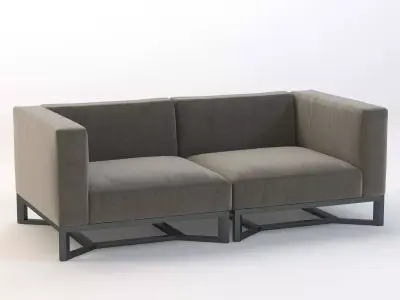 Bloc Modular 2 Seater Sofa by Gloster 3D model